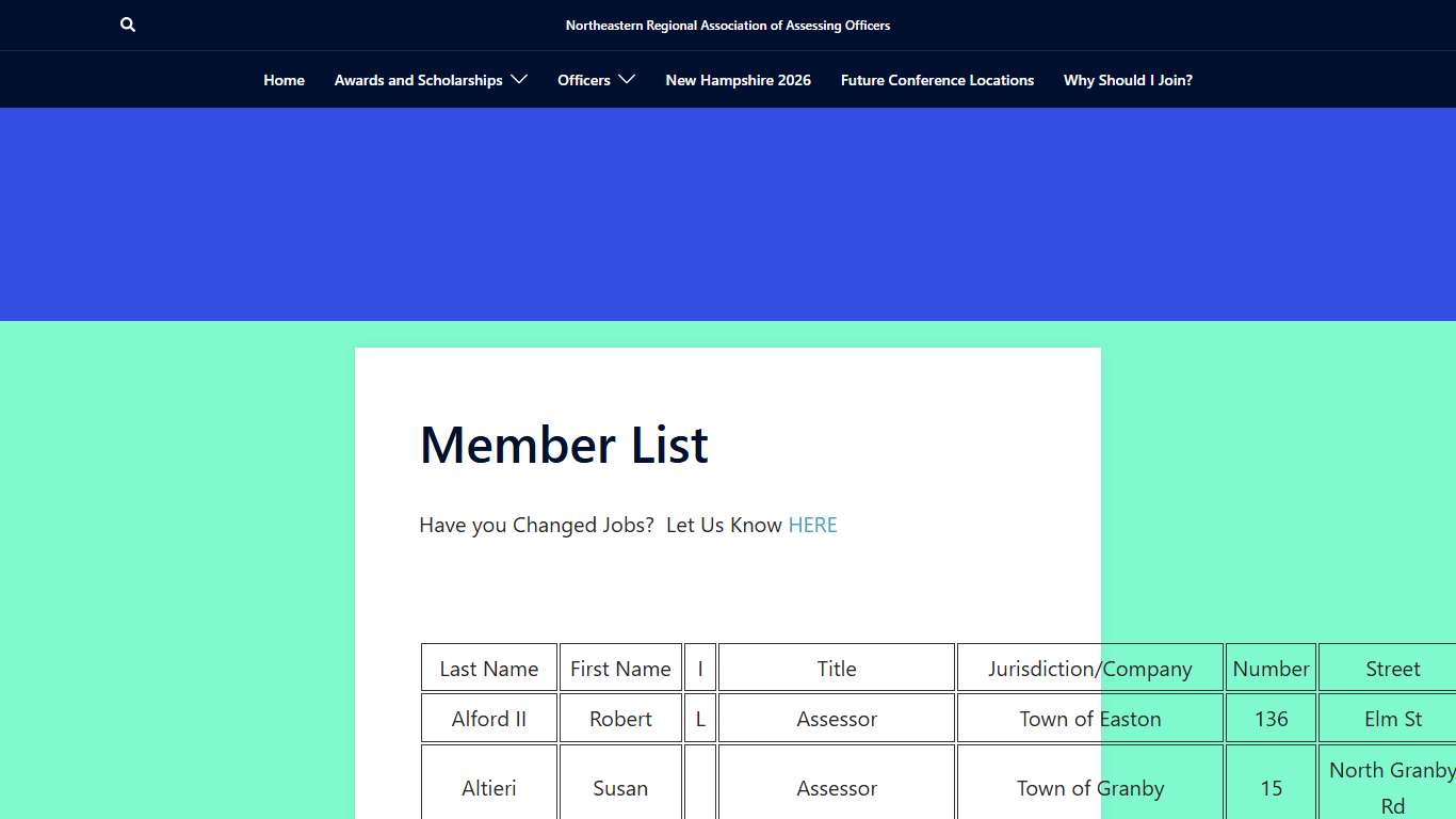 Member List – Northeastern Regional Association of Assessing Officers