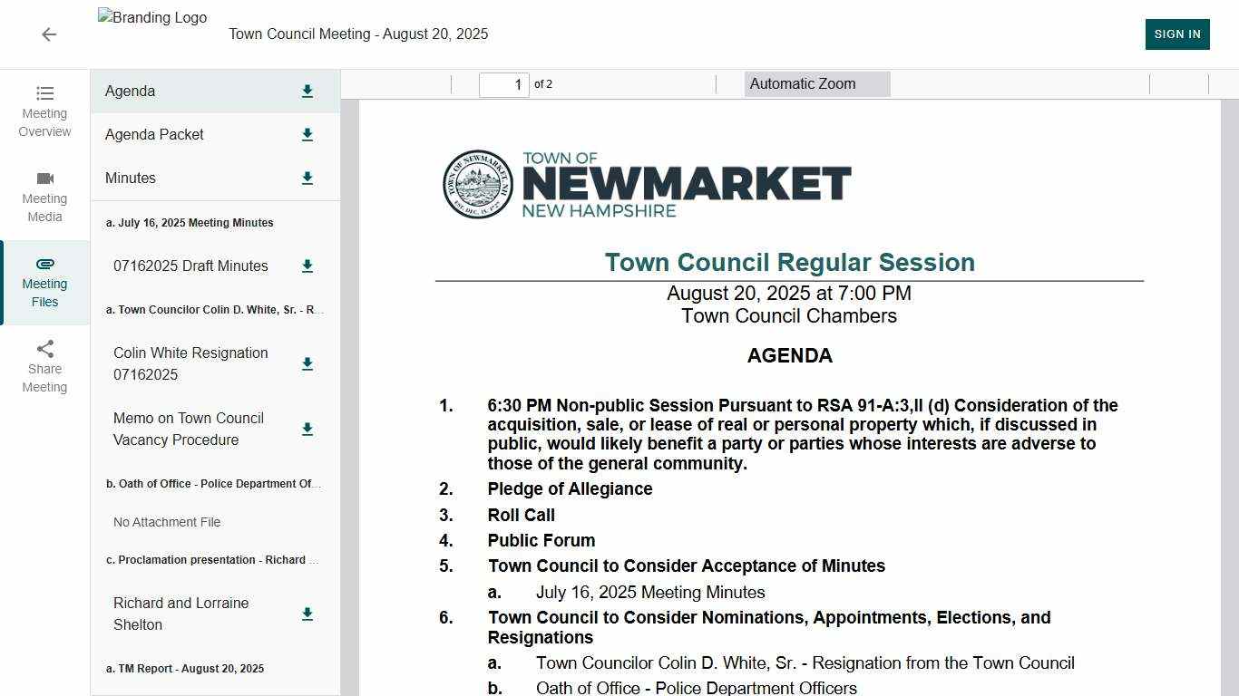 Town Council Meeting • • CivicClerk