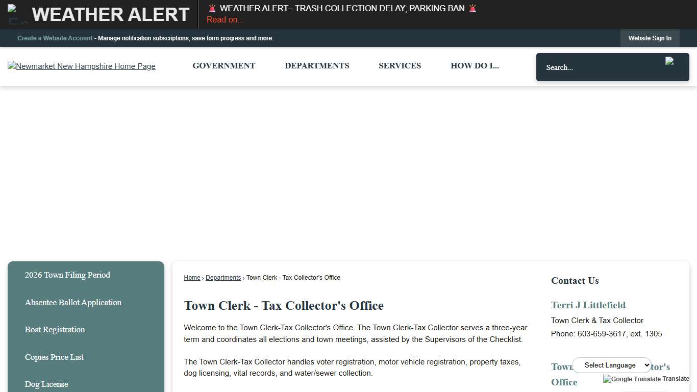 Town Clerk - Tax Collector's Office Newmarket, NH