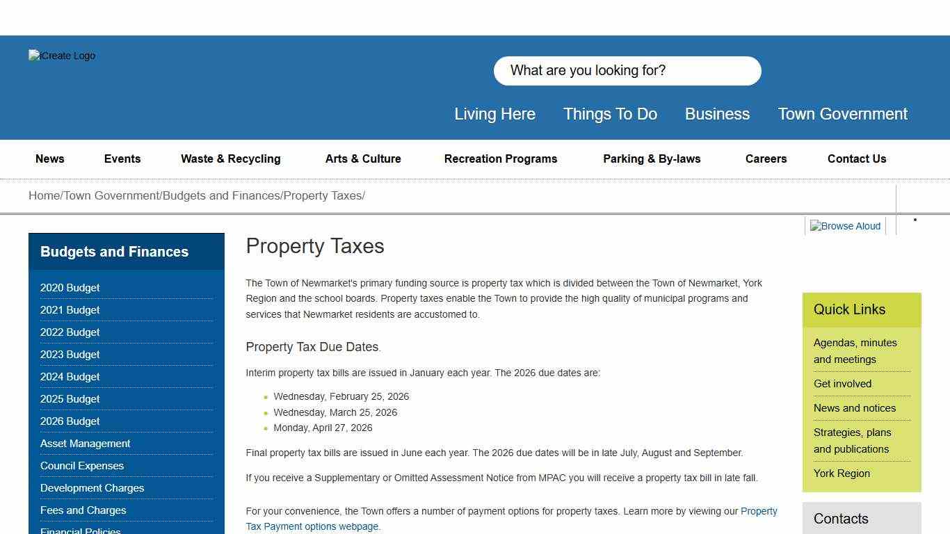 Newmarket Property Taxes